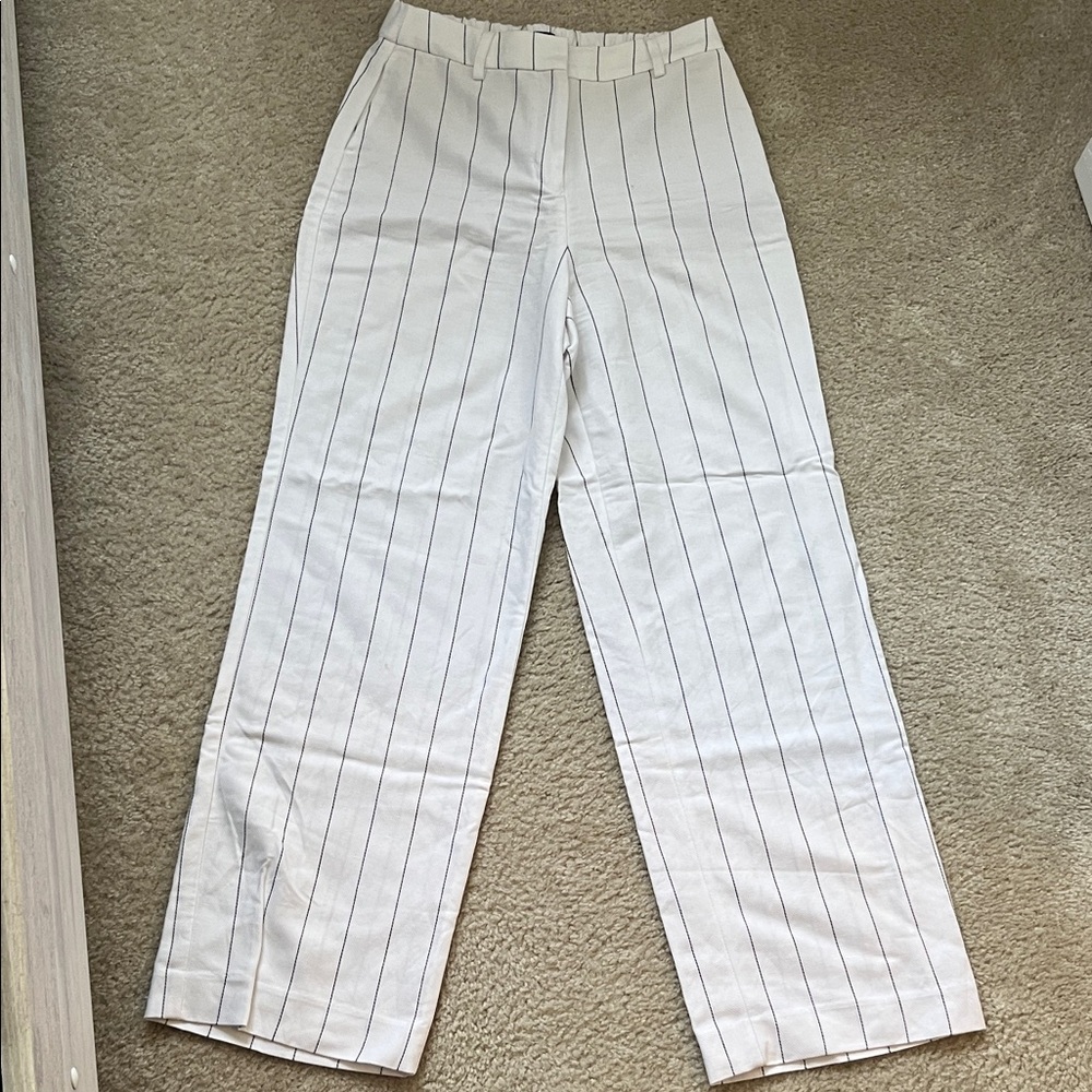 Express White Pinstripe Wide Leg Trousers